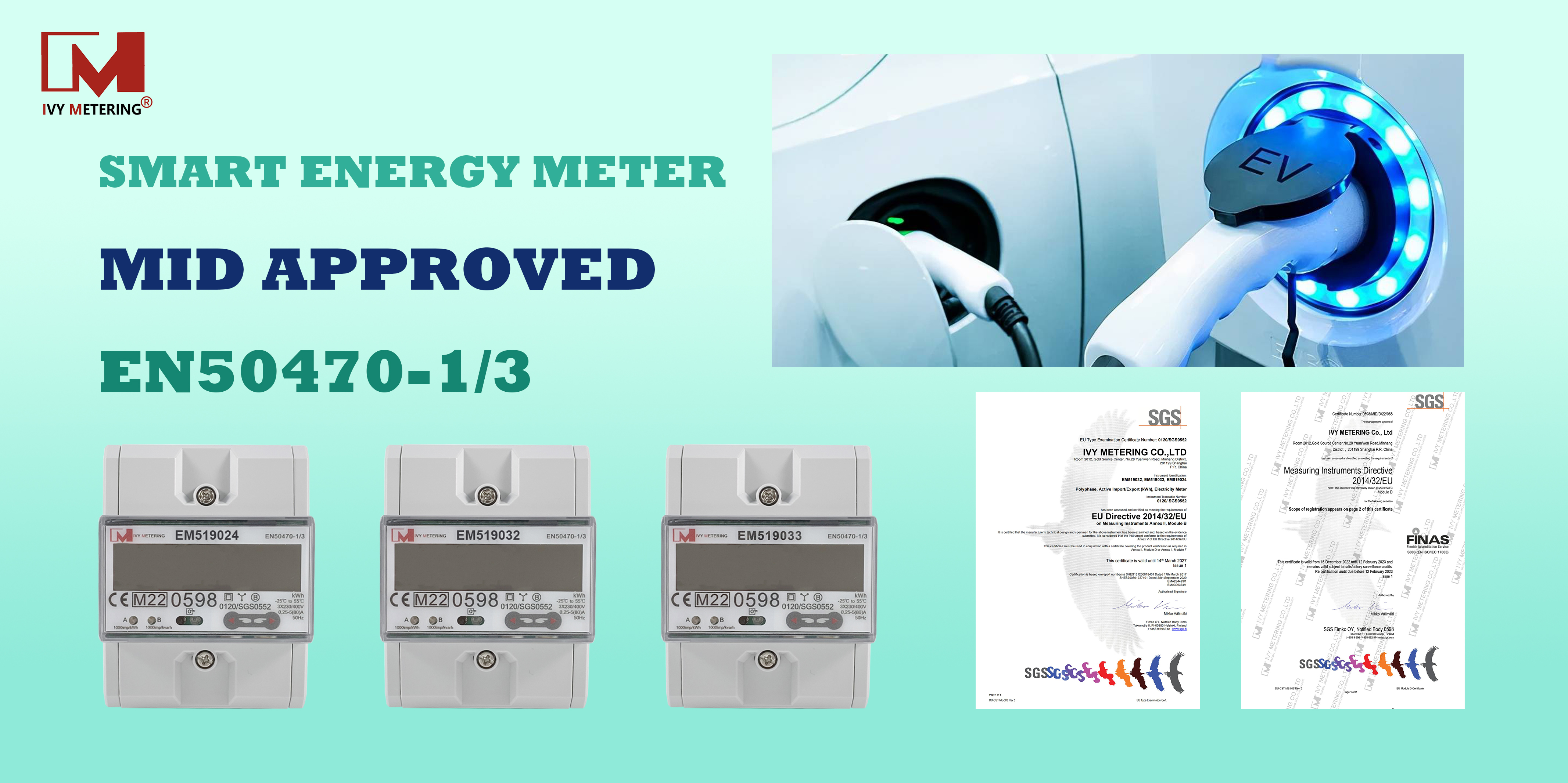 EM519033 3 Phase Bi directional Smart Power Meter For a Solar System MID Certificate RS485 Modbus Energy Meter