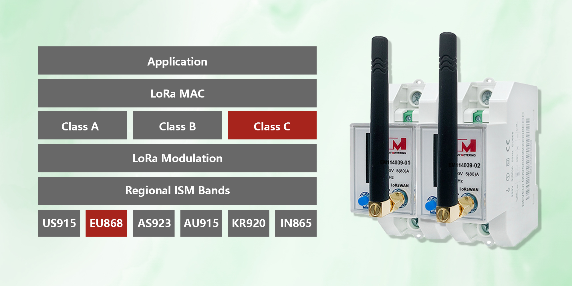 EM114039-01 Class C Star to Star Single phase power meter LoRaWAN energy meter smart LoRa electricity meter