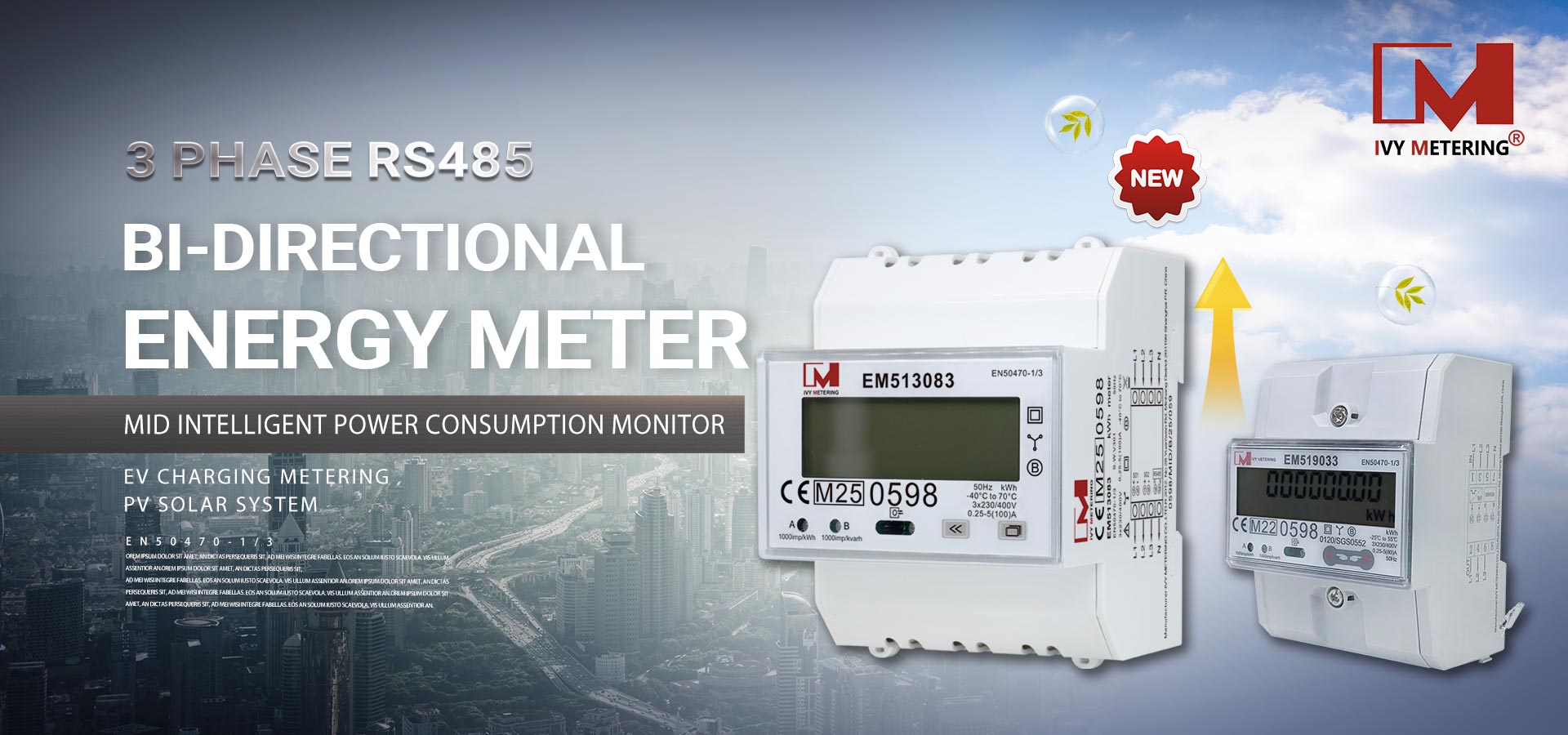 EM519033 Three Phase Net Meter 400V 80A Bidirectional Power Energy Meter For EV Charger