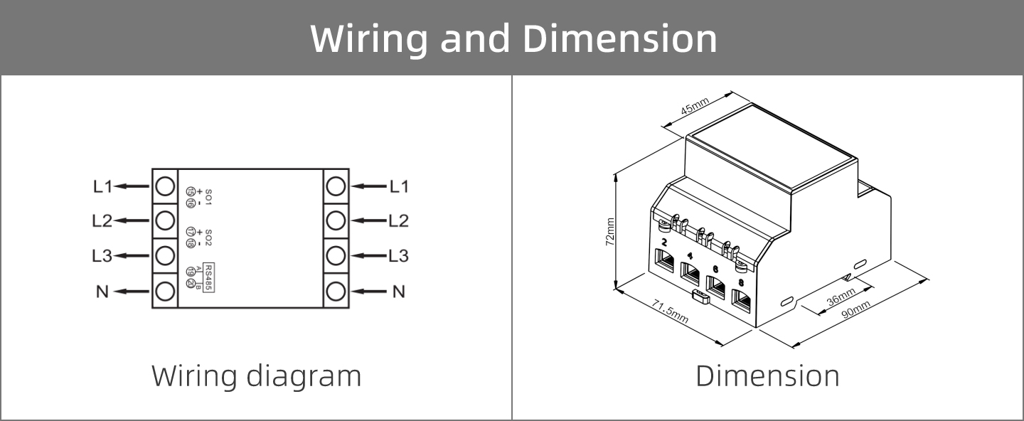 100A 3 Phase Bi-directional Energy Meter for Solar Panels