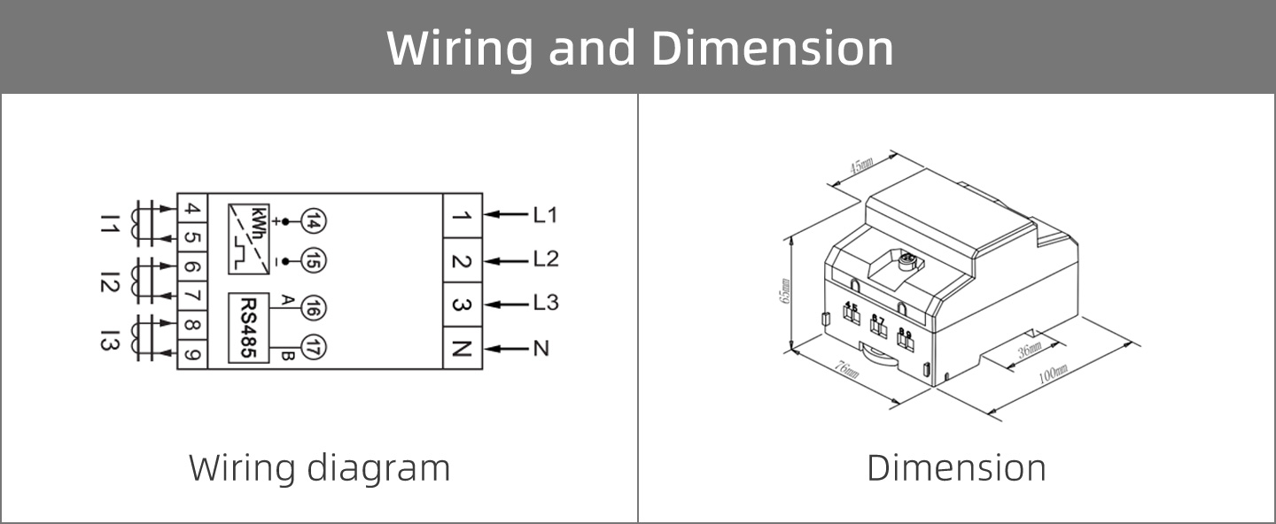 Three Phase CT Type Net Metering RS485 Modbus-RTU Energy Meter