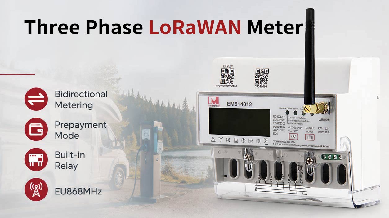 Three Phase Lorawan energy meters Compliant with MID standard  3 phase for IoT projects