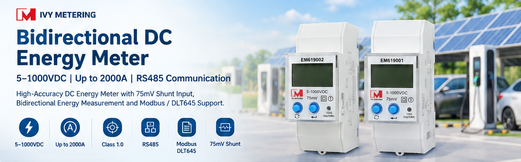 EM619001 PTB MID/Eichrecht certification 1000V DC Bidirectional Energy Meter for DC EV Charger