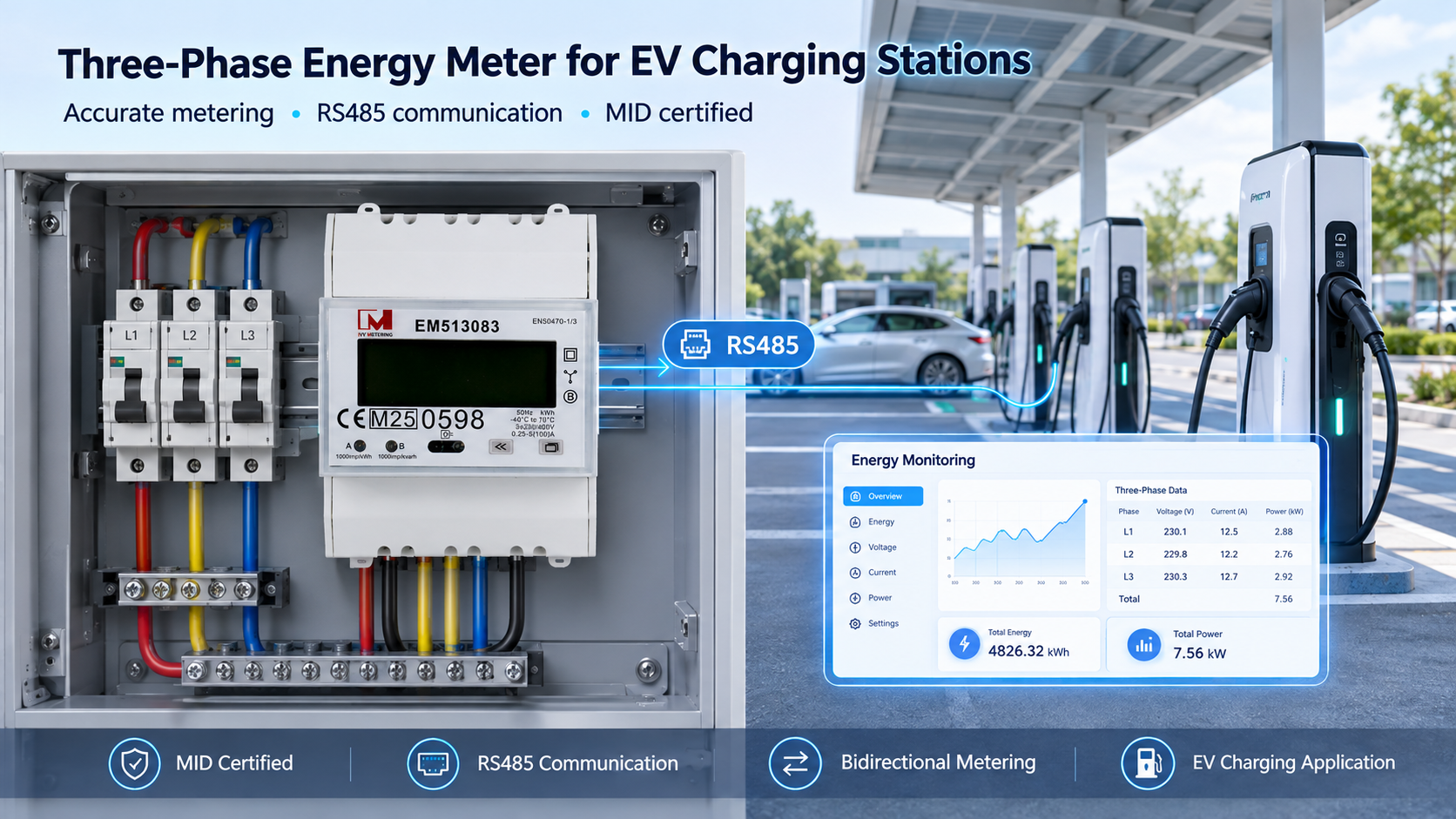 MID Three-Phase Energy Meters for EV Charging Stations: A Guide for Europe