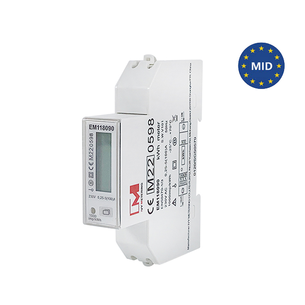 EM118090 Single Phase RS485 Modbus Power Energy Meters Bidirectionele kwh Meters With MID Approved
