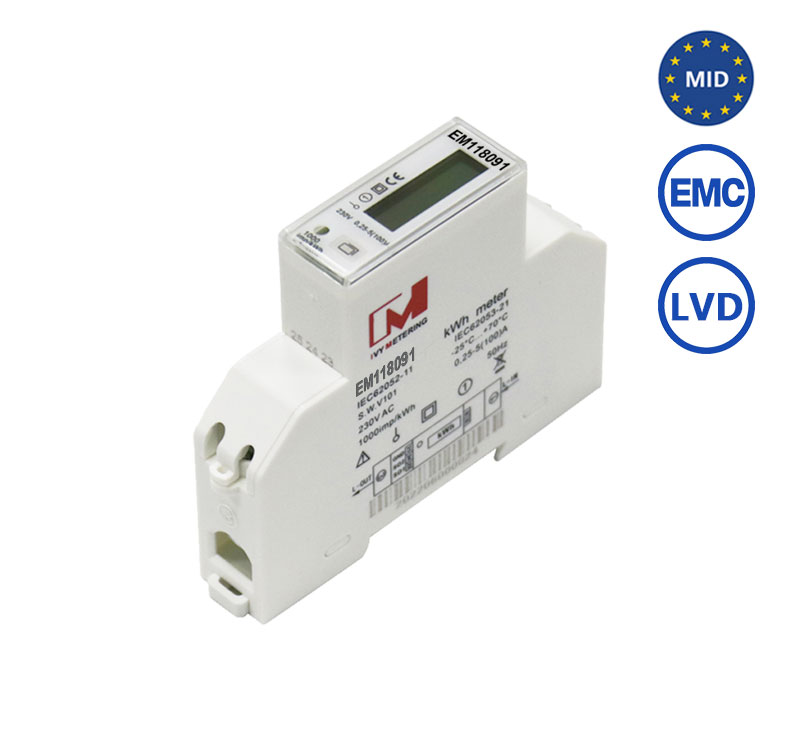 [Renewable energy]EM118091 DIN Rail Mounted Single Phase 100A MID Bi-directional Energy Meter for solar bes ems