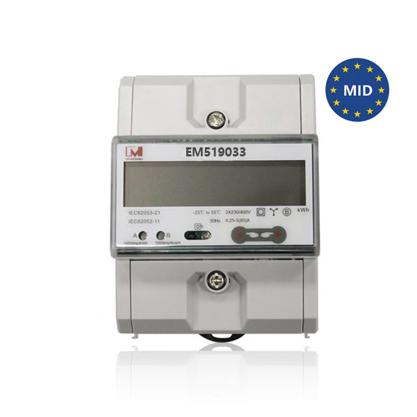 EM519033 3 Phase MID Electricity Meters with RS485 Modbus Communication AC EV Charger Power Meter Solar Energy Meter