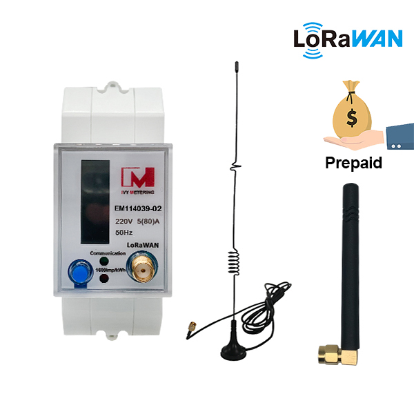 EM114039-02 Class c OTAA LoRaWAN DIN Rail Energy Meter single-phase energy monitoring With a built-in LoRaWAN® module