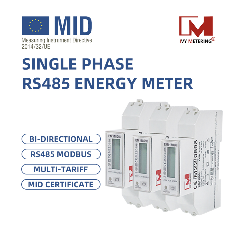 EM118089/90/91EMC/LVD/MID Certified Single Phase Energy Meter 5(100)A with SO or Smart RS485 Communication
