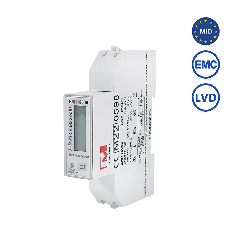 EM118089/90/91 MID Certificate Single Phase RS485 Energy Meters