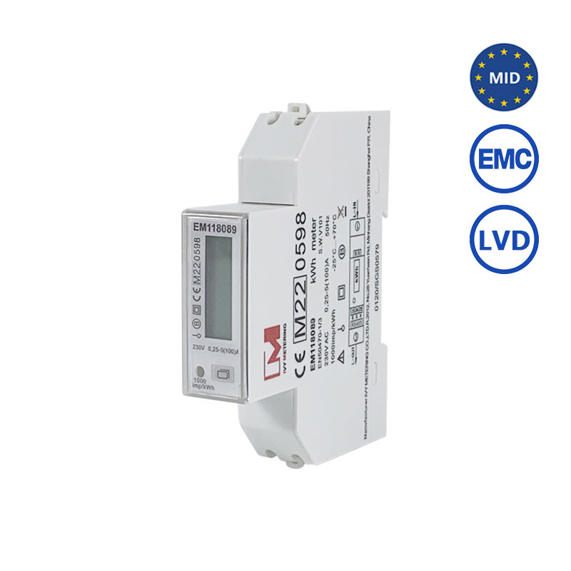 EM118091 Single Phase Bidirectional Solar Smart Meter RS485 Modbus Energy Meter MID Approved Electricity Meter