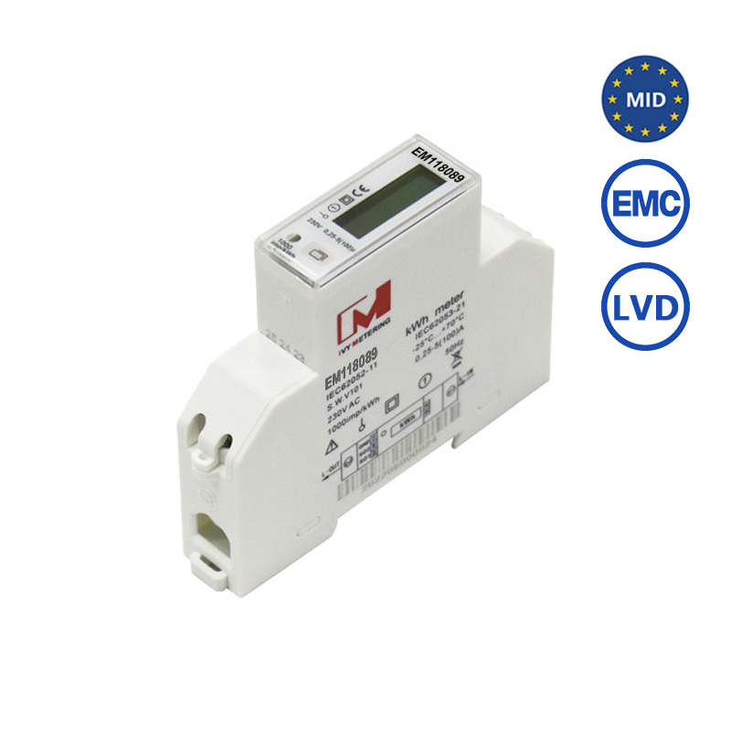 EM118091 Single Phase Bidirectional Solar Smart Meter RS485 Modbus Energy Meter MID Approved Electricity Meter