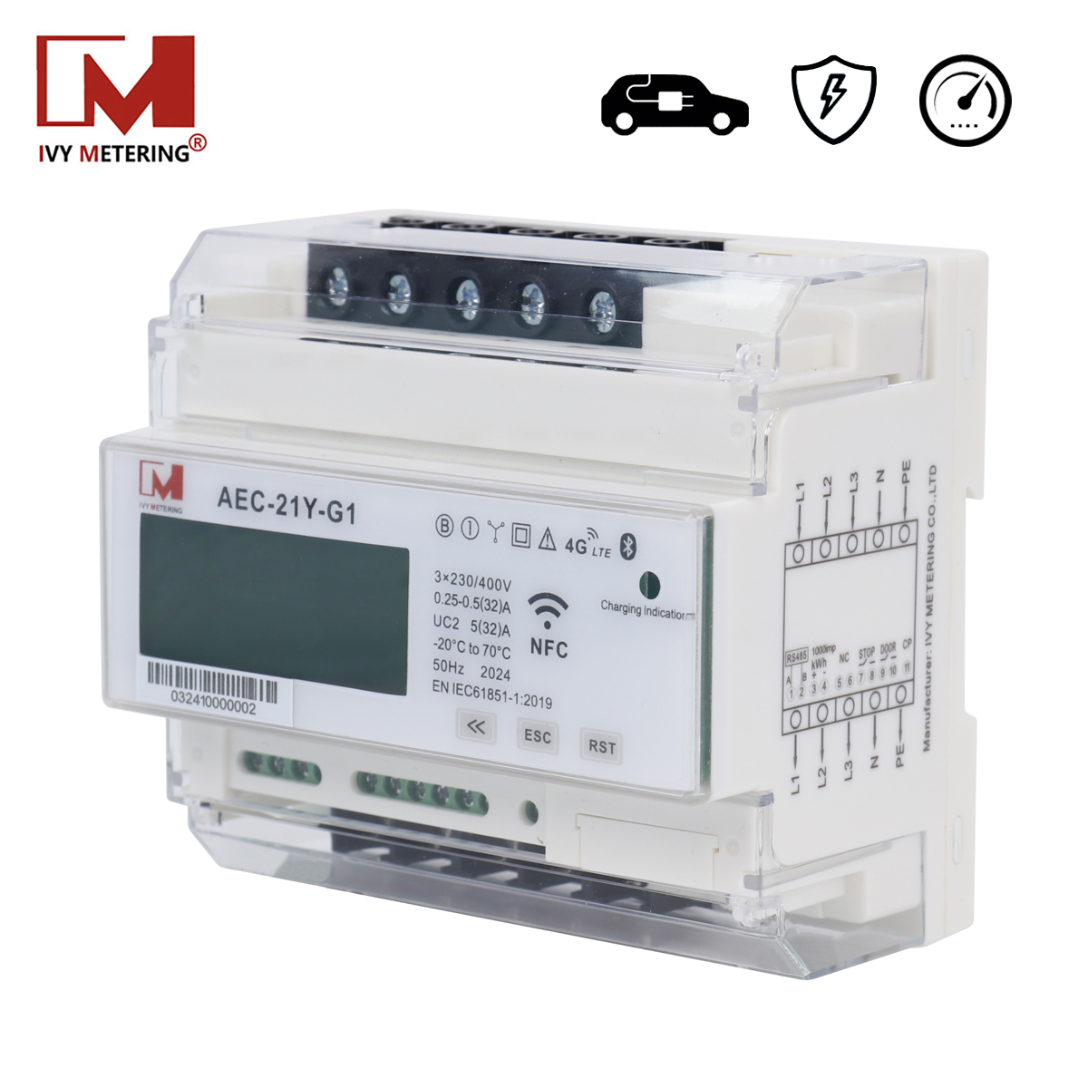 AEC-21Y-G1 Mode3 Wall Ultra small 16A 32A 1p 3p RS485/4G/NFC/Bluetooth EV Charging Module