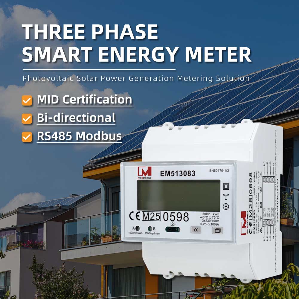 PTB MID certified 1/3 Phase Bidirectional Net Metering RS485 Energy Meters EVSE Meters