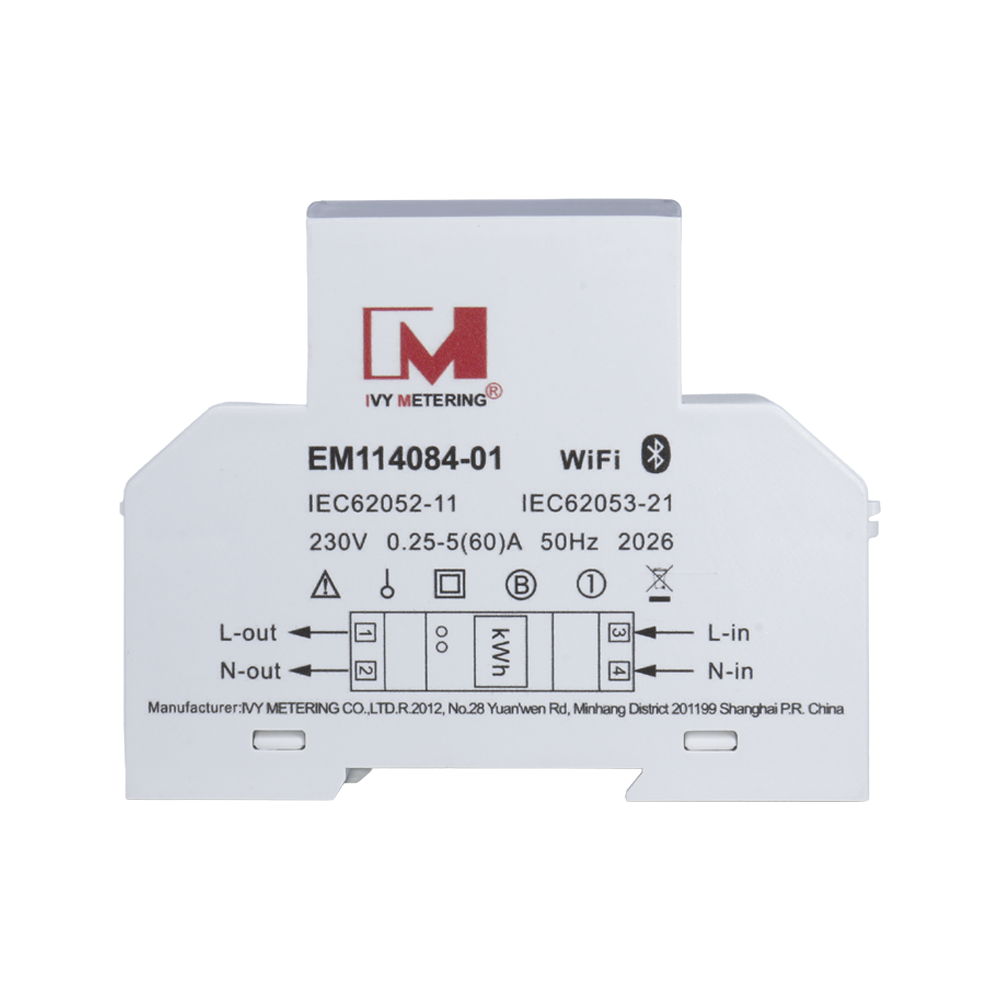 EM114084-01 MID Approved 60A Single Phase Wi-Fi Energy Meter with Modbus TCP
