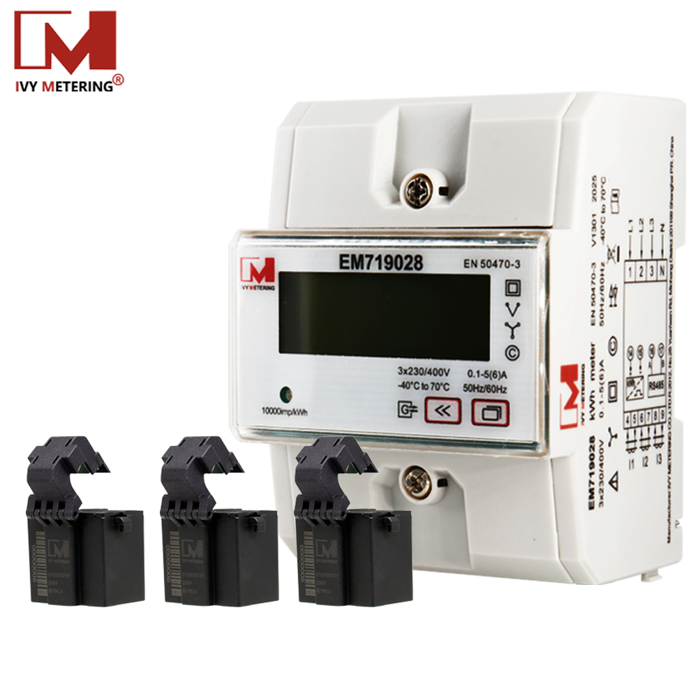 MID Approved RS485 Modbus CT Operated Din Rail Three Phase Energy Meter