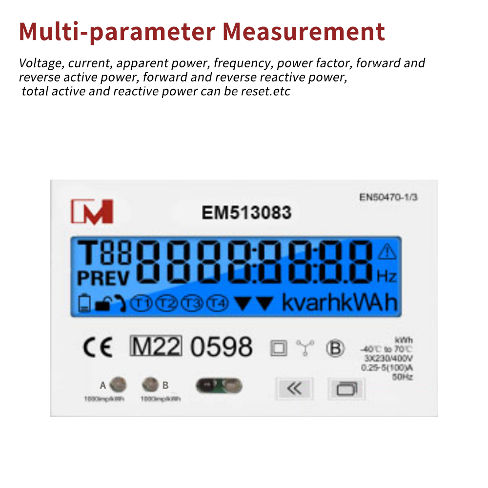 EM513082 RE Direct-Connect Three-Phase Four-Wire Electric Meter with MID Certificate