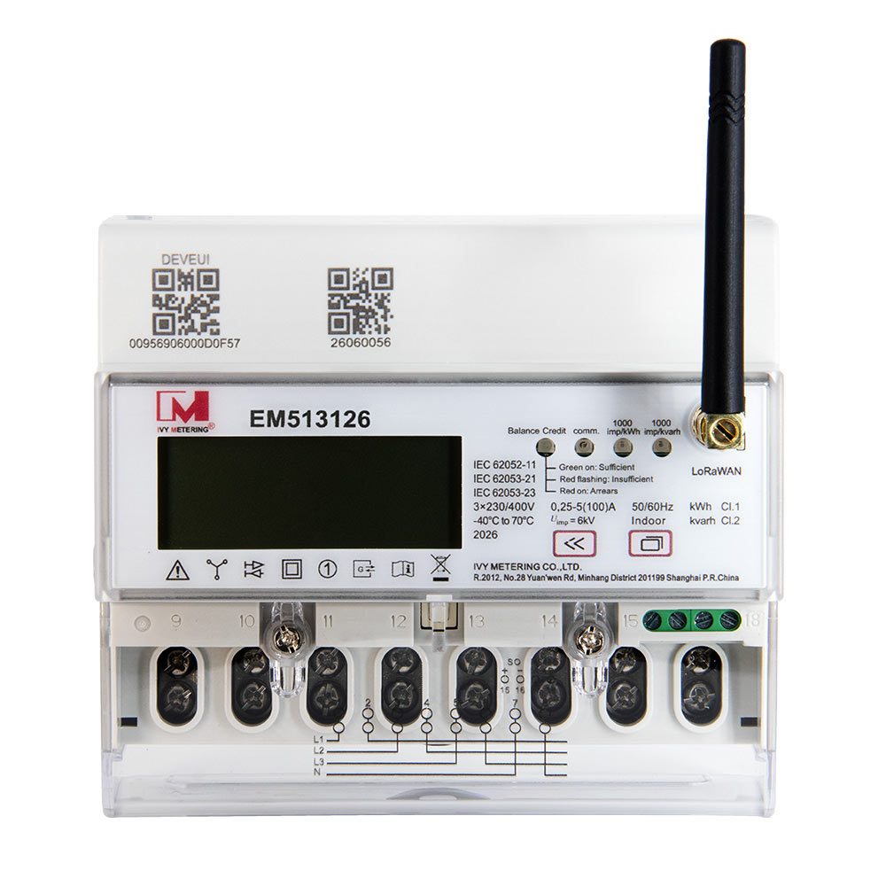 Three Phase LoRaWAN Energy Meter with RS485 Modbus for Remote Meter Reading