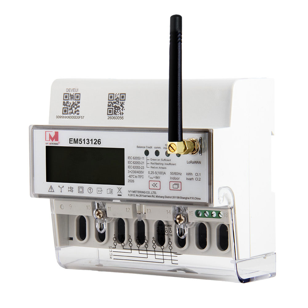 Three Phase LoRaWAN Energy Meter with RS485 Modbus for Remote Meter Reading