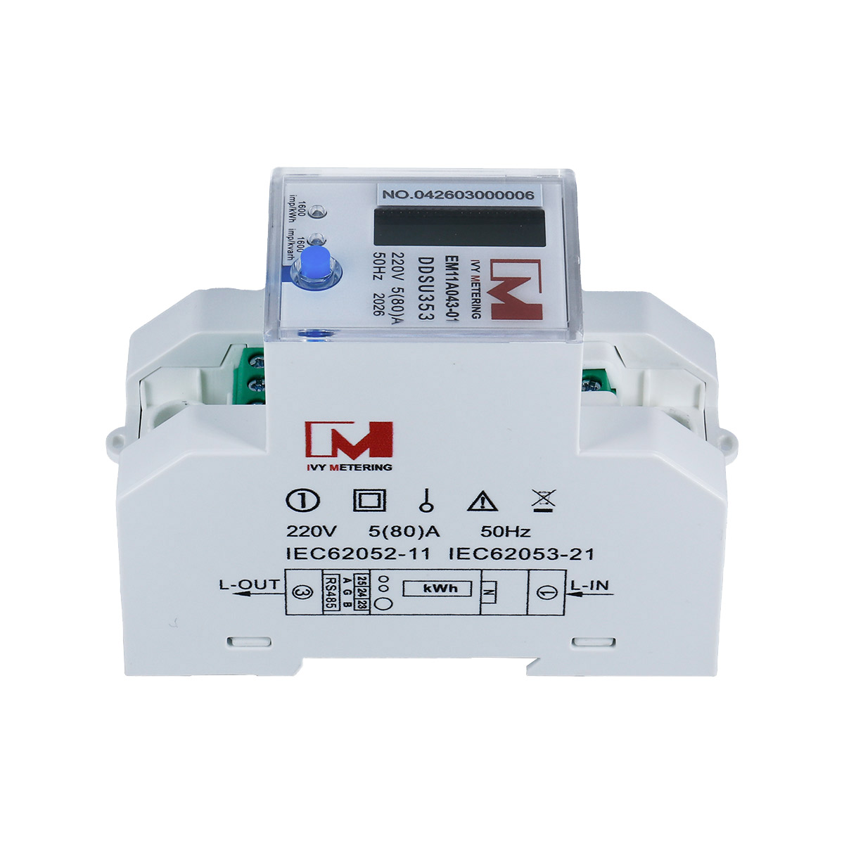 EM11A043-01 Single Phase Smart Energy Meter with RS485 Communication and Built-in Relay